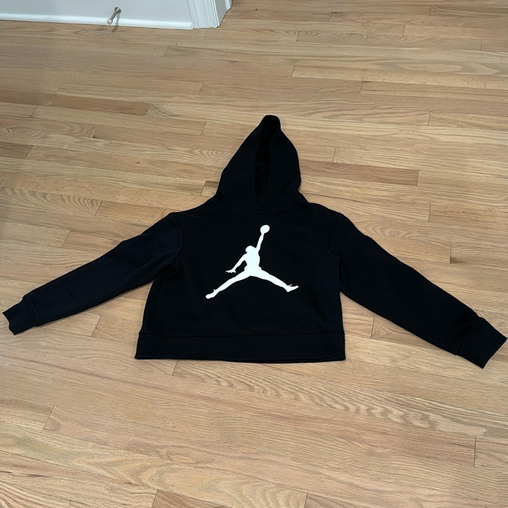 Jordan. Girls youth large black cropped Jordan hoodie.